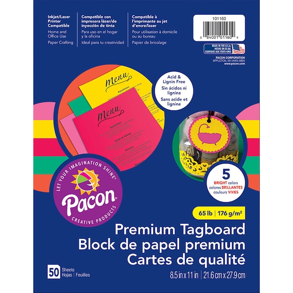 Brights Premium Tagboard 5 Color Assortment, PK150